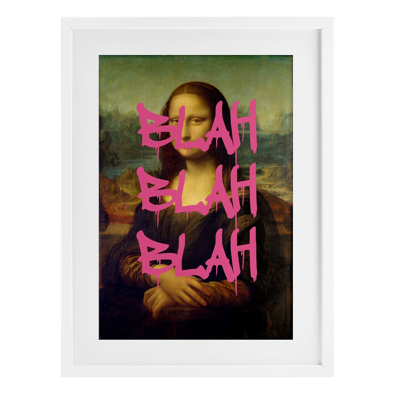 Stupell Industries Graffiti Over Mona Lisa Framed Print Under Glass, design by Masters Redux